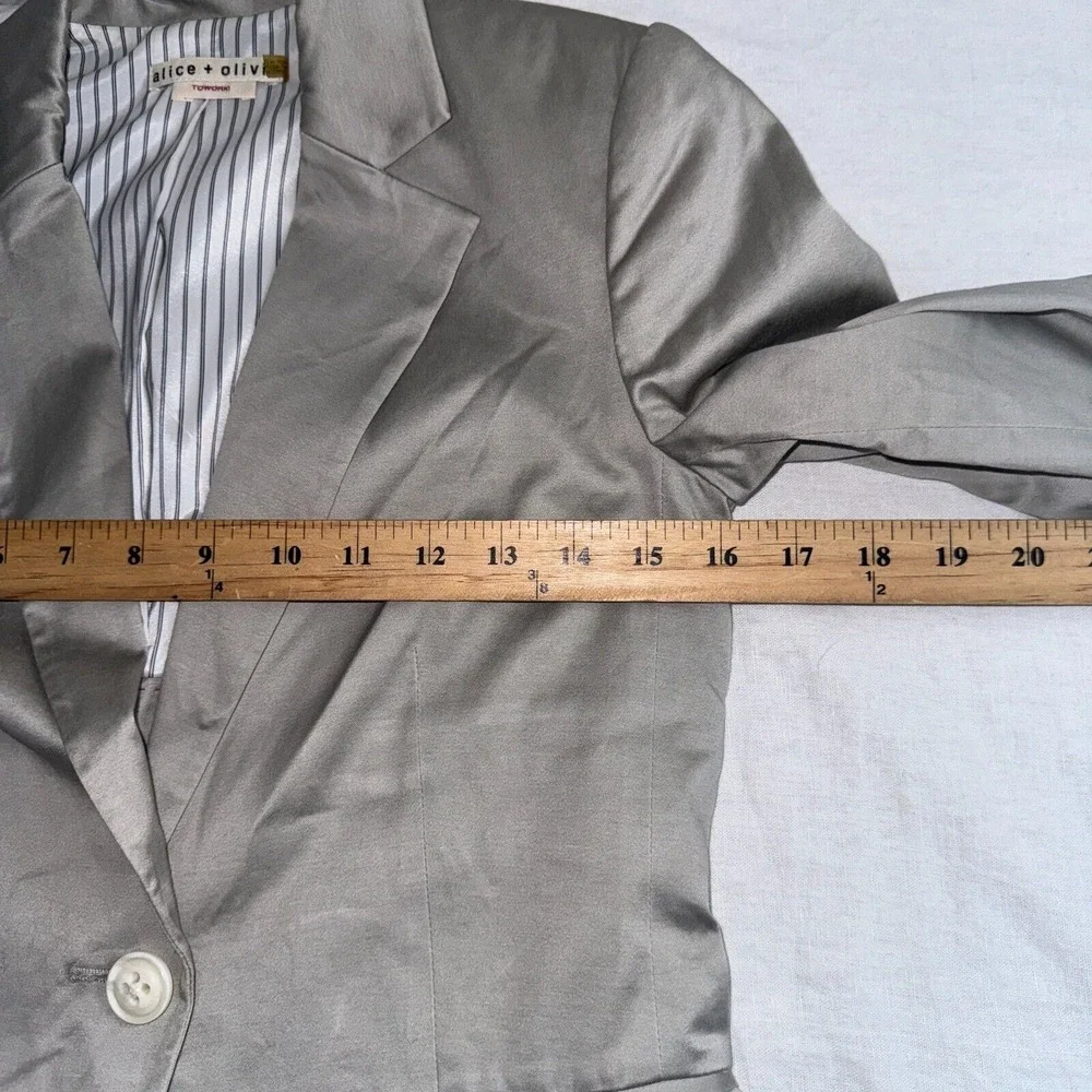 Alice +‎ Olivia Blazer Jacket XS Tan Preppy Cotton Notch Lapel Single Breasted